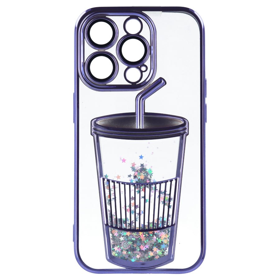 Funda Bumper con Vaso de Purpurina para iPhone 14 Pro