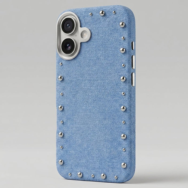Funda Denim MagBattery para iPhone 16 Plus — vista trasera con cierre magnético
