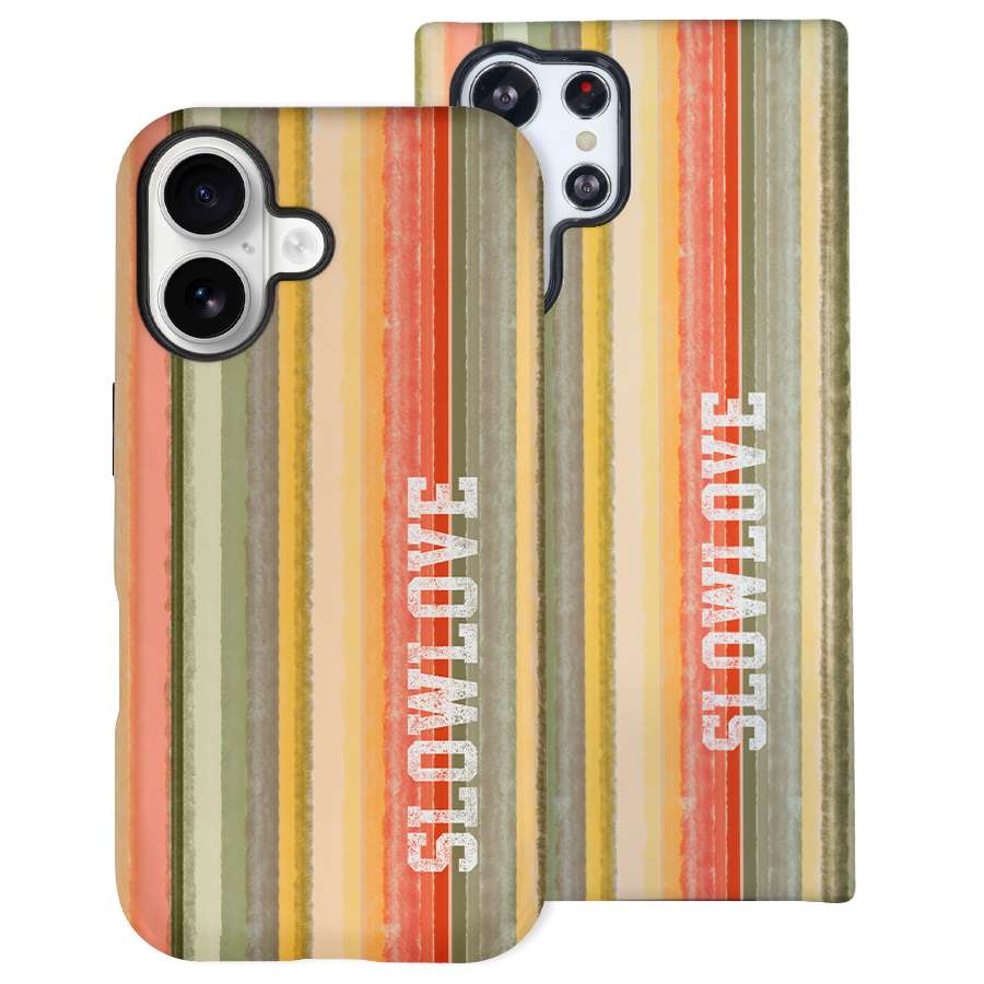 Funda Tough Slowlove Rayas Logo con diseño de rayas con logotipo Slowlove - Vista lateral